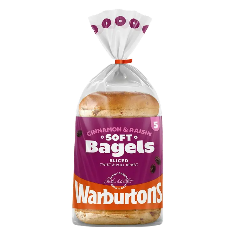 Sliced Cinnamon & Raisin Bagels x5