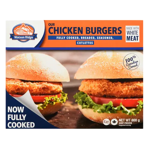 Frozen Chicken Burger Breaded Fully Cooked 800 g