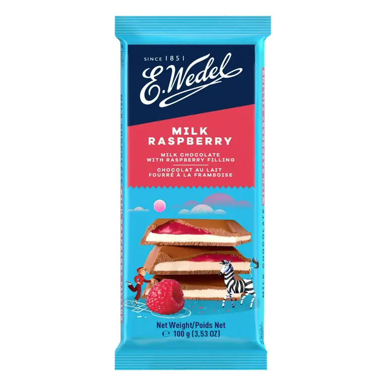 E. Wedel Milk Chocolate with Raspberry Filling 100g