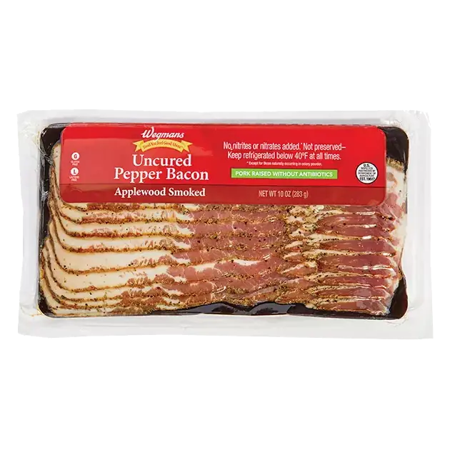 Applewood Smoked Uncured Pepper Bacon, Raised without Antibiotics