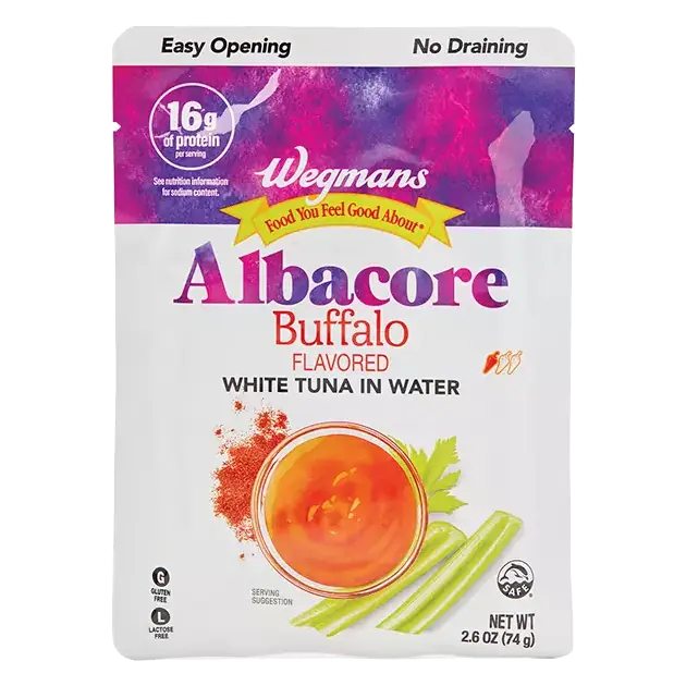 Buffalo Flavored Albacore White Tuna in Water, Pouch