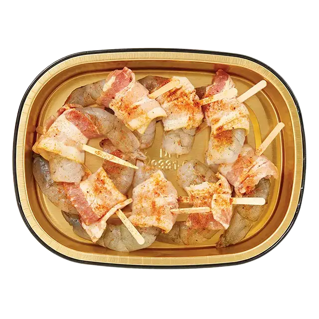 Cajun, Bacon Wrapped Shrimp Gold Pan