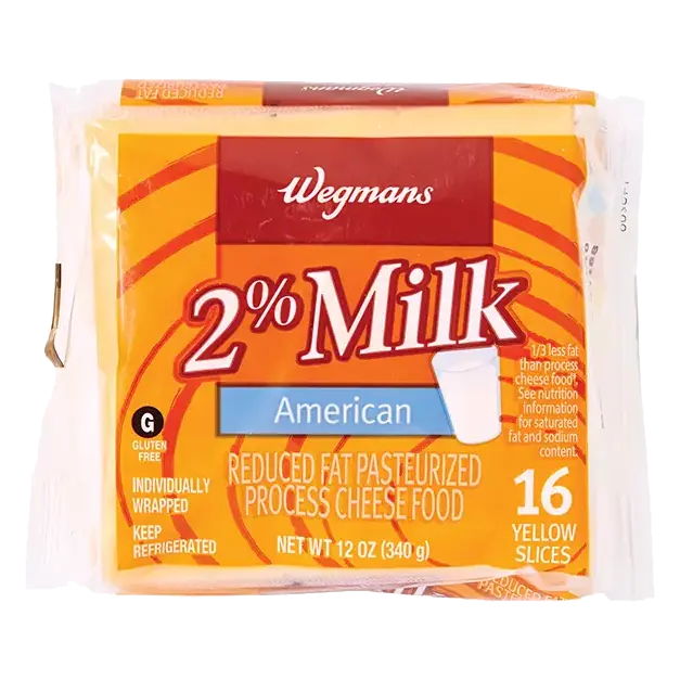 Cheese, 2% Milk, American, Yellow, 16 Slices