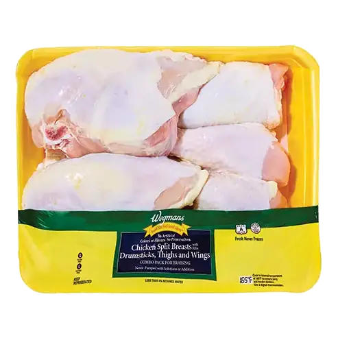Chicken Split Breasts with Ribs Drumsticks, Thighs and Wings Combo Pack for Braising