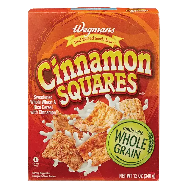 Cinnamon Squares Sweetened Whole Wheat & Rice Cereal with Cinnamon