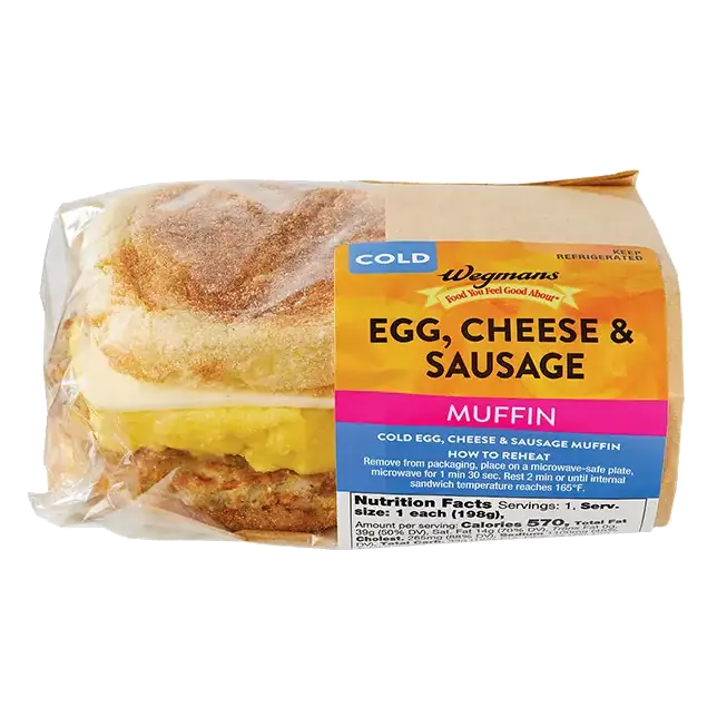 Cold Egg, Cheese & Sausage English Muffin Breakfast Sandwich