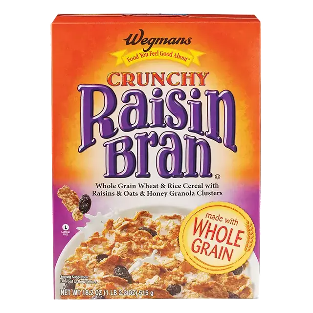 Crunchy Raisin Bran Whole Grain Wheat & Rice Ceral with Raisins & Oats & Honey Granola Clusters