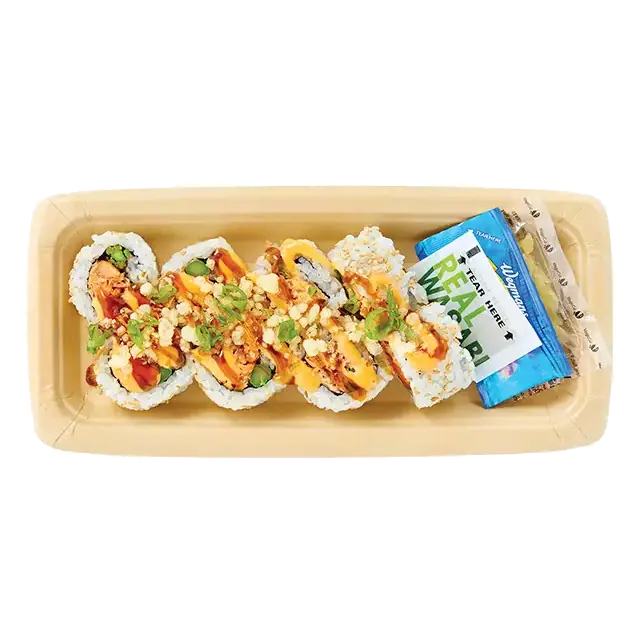 Crunchy Teriyaki King Salmon Roll with White Rice (Cooked Sushi)