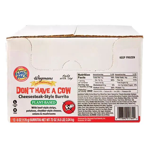 Don't Have a Cow Cheesesteak-Style Frozen Burrito, 12 Pack, FAMILY PACK