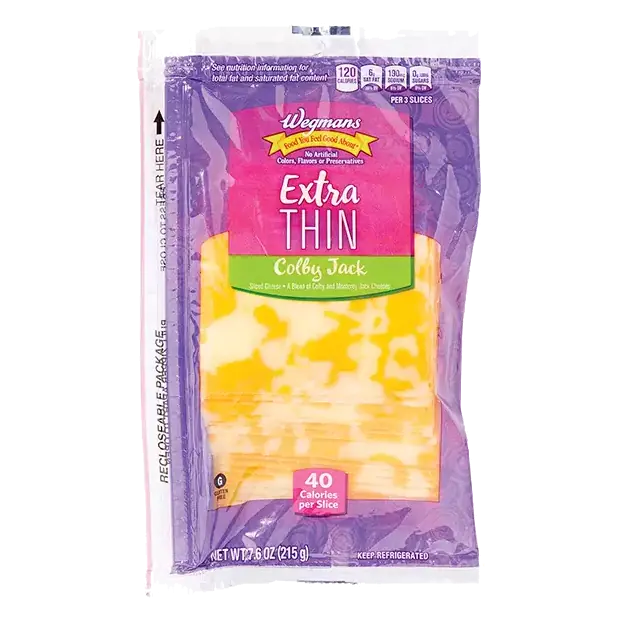 Extra Thin Sliced Colby Jack Cheese, 20 Slices