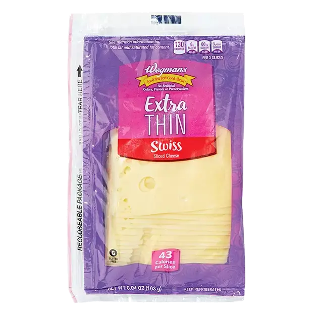 Extra Thin Sliced Swiss Cheese, 18 Slices