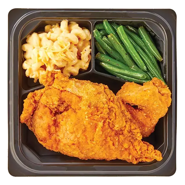 Fried Chicken Breast & Wing with Macaroni & Cheese and Seasoned Green Beans