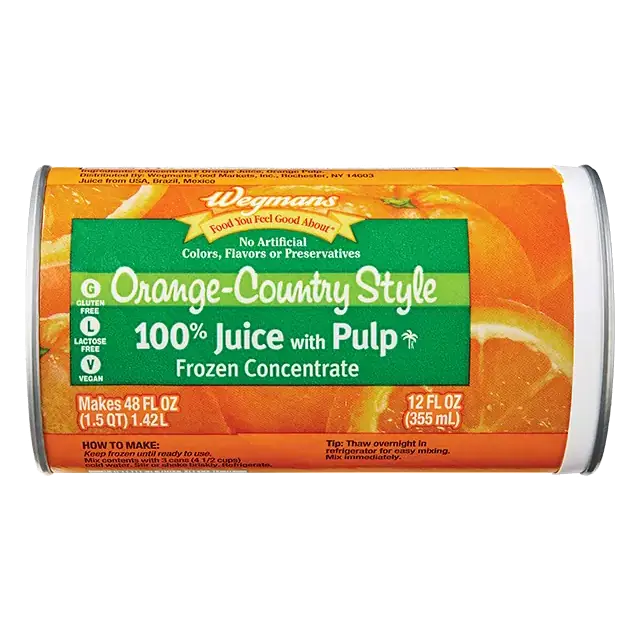 Frozen Country Style 100% Orange Juice with Pulp from Concentrate