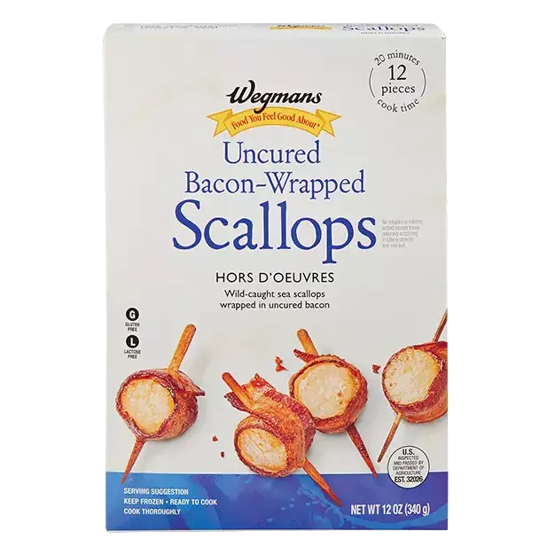 Frozen Uncured Bacon-Wrapped Scallops, 12 Count
