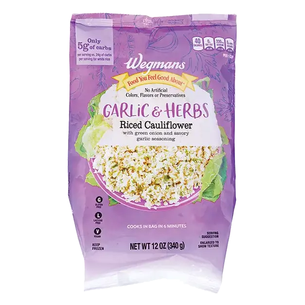 Garlic & Herbs Riced Cauliflower with Green Onion and Savory Garlic Seasoning