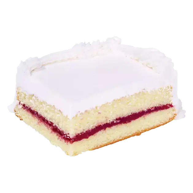 Gold Cake Slice with Buttercreme and Strawberry Filling