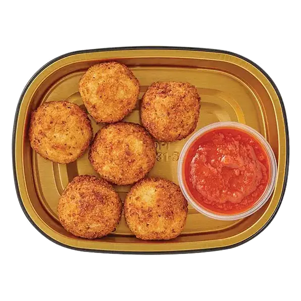 Gold Pan Beef and Pea Arancini with Seasoned Tomato Sauce, Cooked