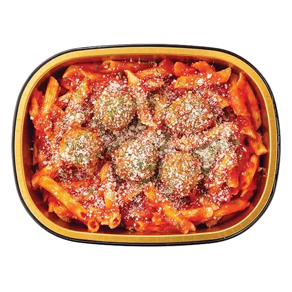 Gold Pan Brown Rice Penne & Meatballs, Cooked