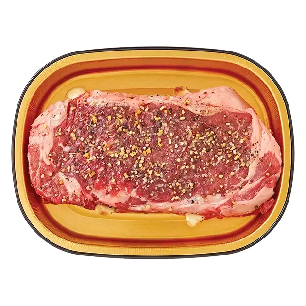 Gold Pan Garlic Studded Beef Strip Steak, Ready to Cook
