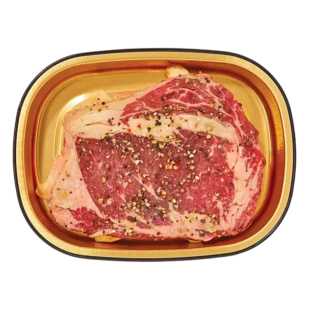 Gold Pan Garlic Studded Grass Fed Beef Ribeye Steak, Ready to Cook