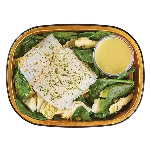 Gold Pan Lemon Butter Cod with Artichokes and Spinach, Ready to Cook