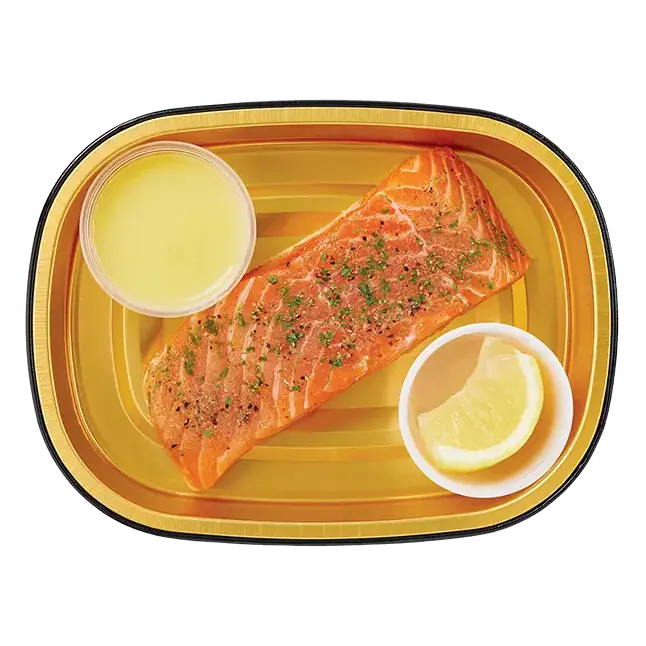 Gold Pan Lemon Pepper Seasoned Salmon with Lemon Butter Sauce