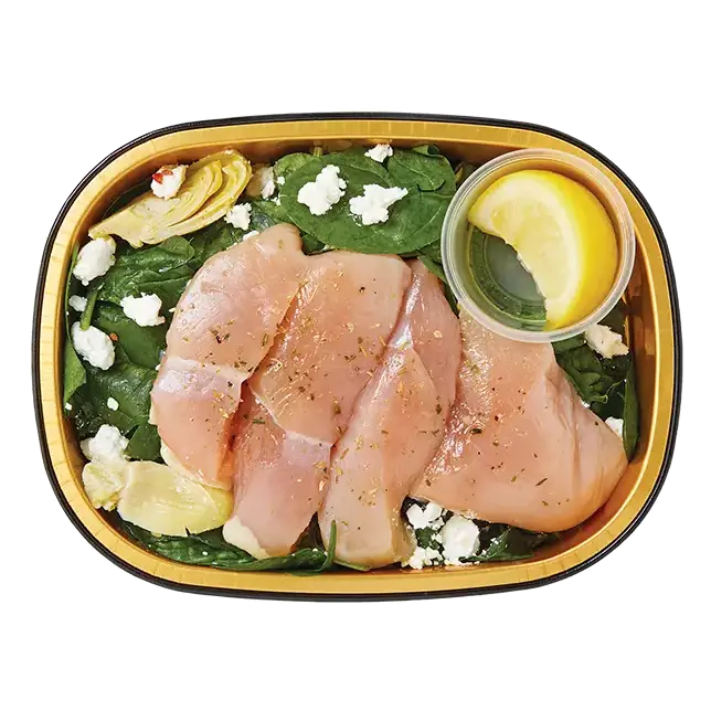 Gold Pan Mediterranean Style Chicken with Spinach, Artichokes, Sundried Tomatoes & Goat Cheese, Ready to Cook