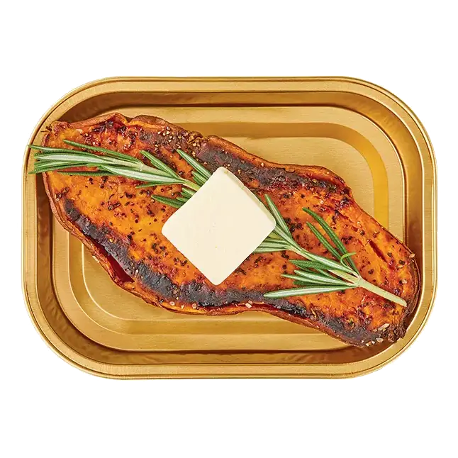 Gold Pan Roasted Sweet Potato with Butter & Rosemary