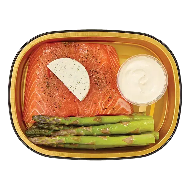 Gold Pan Salmon with Asparagus & Hollandaise Sauce, Ready to Cook