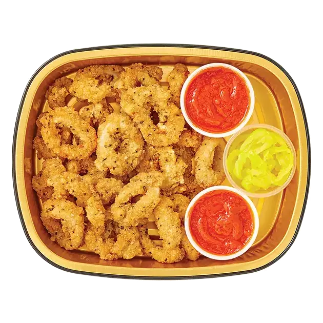 Gold Pan Salt and Pepper Seasoned Calamari Rings with Tomato Sauce