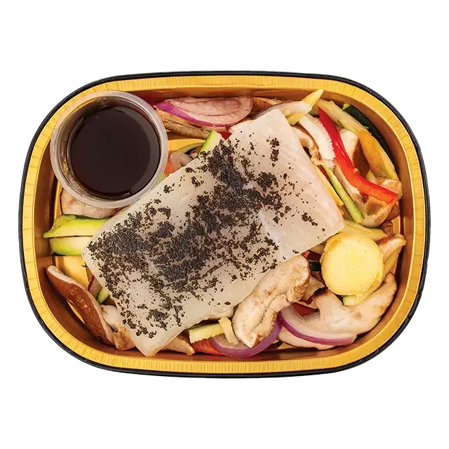 Gold Pan Truffle Butter Halibut with Veggies Meal, Ready to Cook