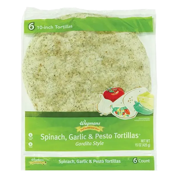 Gordita Style Spinach, Garlic & Pesto Tortillas, 10 Inch, 6 Count