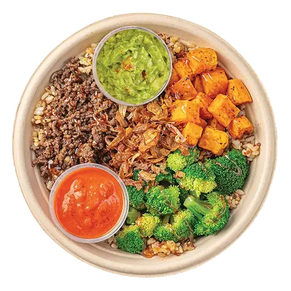 Ground Beef Sweet Potato Bowl with Honey Harissa