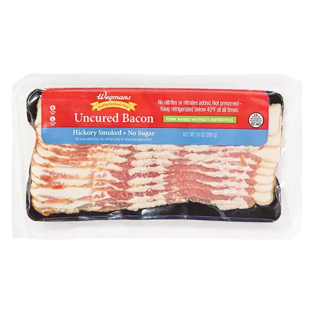 Hickory Smoked No Sugar Uncured Bacon, Raised without Antibiotics
