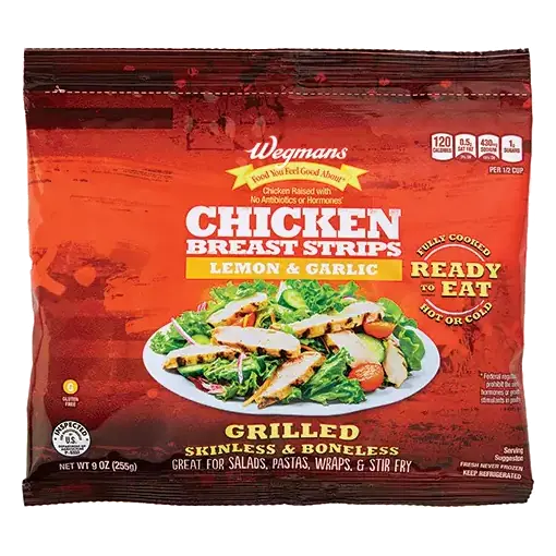 Lemon & Garlic Grilled Chicken Breast Strips, Raised Without Antibiotics