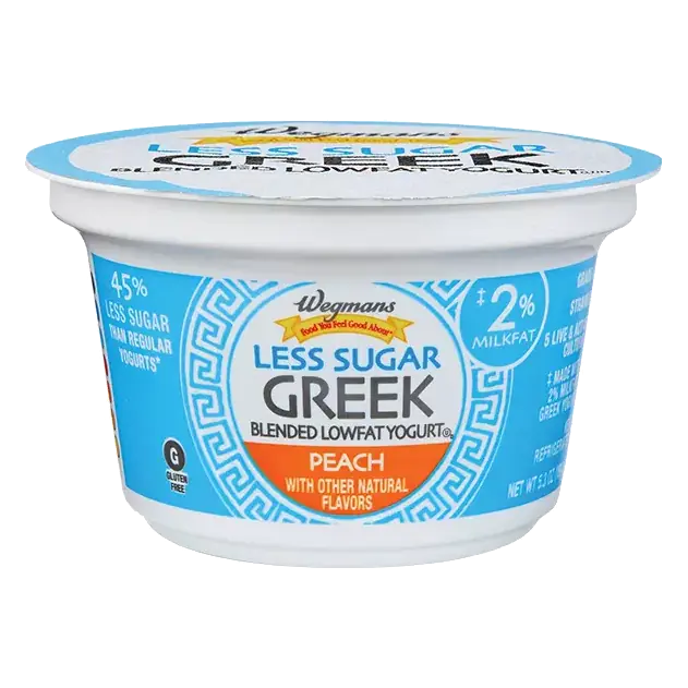 Less Sugar Peach, 2% Greek Blended Reduced Fat Yogurt