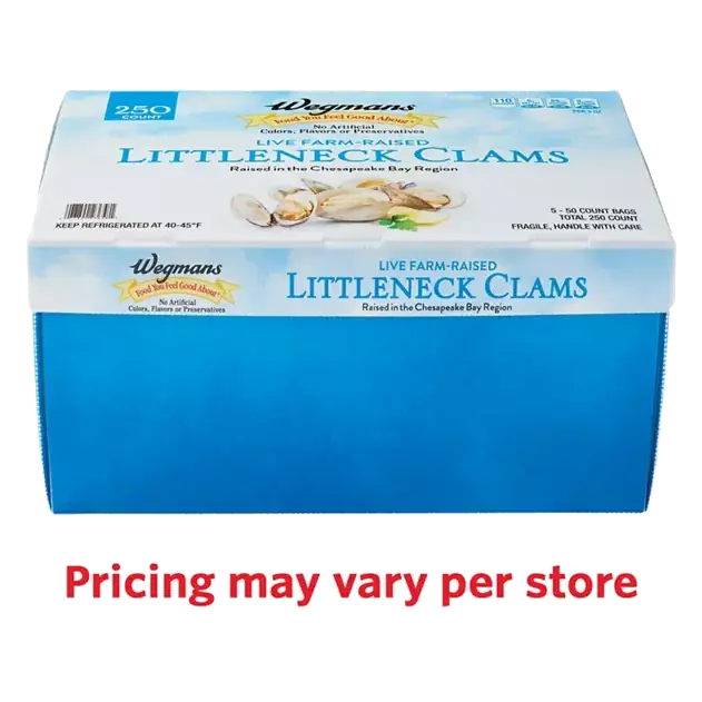 Live Farm-Raised Littleneck Clams, 250 Count