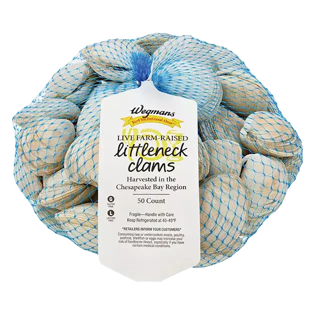 Live Farm-Raised Littleneck Clams, 50 ct Bag