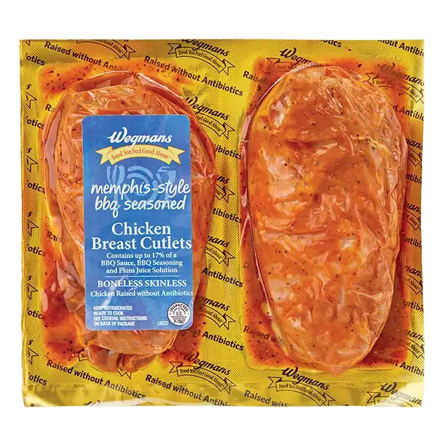 Memphis-Style BBQ Seasoned Chicken Breast Cutlets, Raised without Antibiotics