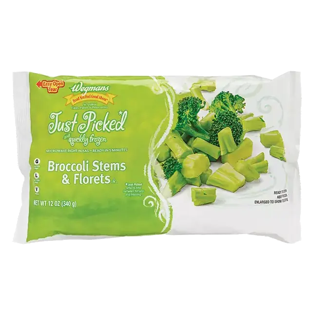 Microwavable Frozen Broccoli Stems & Florets