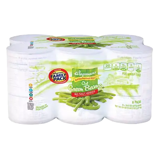 No Salt Added Cut Green Beans, 6 Count, FAMILY PACK