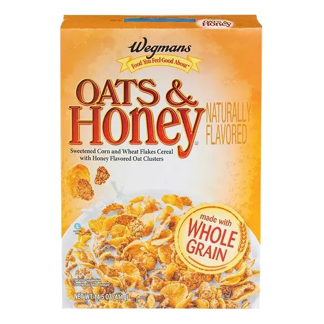 Oats & Honey Sweetened Corn and Wheat Flakes Cereal with Honey Flavored Oat Clusters