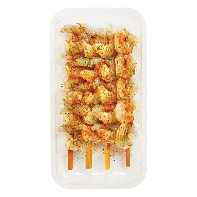 Old Bay Shrimp Skewers, Ready to Cook
