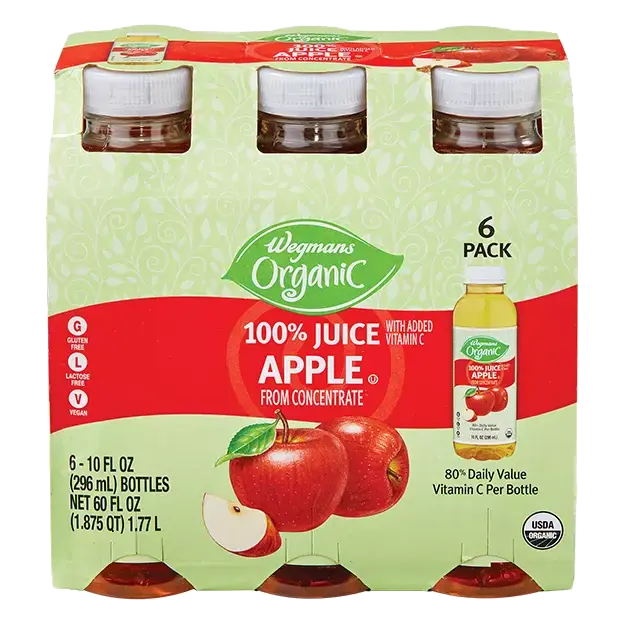 Organic 100% Apple Juice, Mini Bottles, 6 Pack