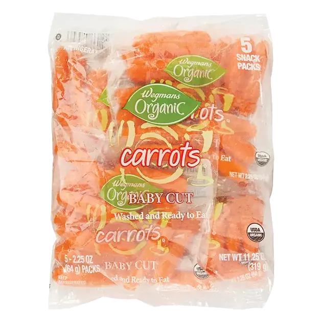Organic Baby Cut Carrots, 5 Snack Packs