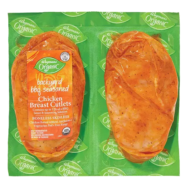Organic Backyard BBQ Seasoned Boneless Skinless Chicken Breast Cutlets, Raised without Antibiotics