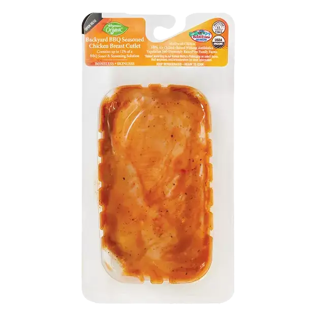 Organic Backyard BBQ Seasoned Chicken Breast Cutlet, Ready to Cook