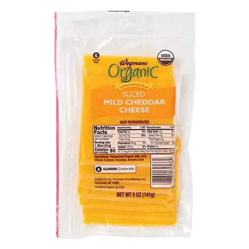 Organic Cheddar Cheese, Sliced