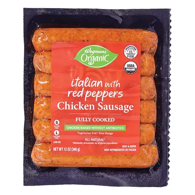 Organic Chicken Sausage, Italian with Red Peppers