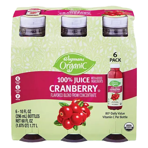 Organic Cranberry Juice, Mini Bottles, 6 Pack